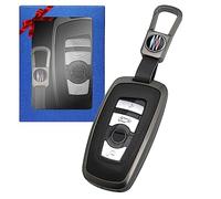 Yumzeco Custodia per chiave in lega di zinco, compatibile con BMW, Marrone Argento, Blu Argento, Grigio, A-Grey&Black