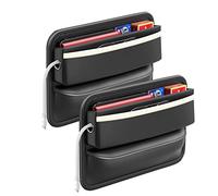 Yumzeco Organizer per Tasca Laterale Dell'Auto,2PCS Tasca Laterale per Sedile Anteriore Auto, Spazi Vuoti per Seggiolino Auto in Pelle PU per Telefoni, Carte e Chiavi（Nero e Bianco）