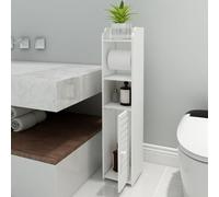 YUMZXIN Armadietto da bagno, porta carta igienica, porta scopino da bagno, armadio da bagno con porte, armadio a basso ingombro (15 x 17 x 76 cm)