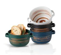 YUN TAO Set di 4 ciotole da zuppa con manici, in ceramica, per zuppe, cereali, peperoncino, stufato di manzo, tortine, forno a microonde, lavastoviglie