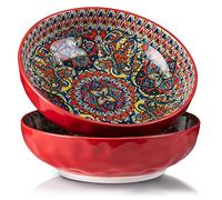 YUN TAO SIMI Ciotole per Pasta - 2218ML Piatti Fondi Grandi Colorati in Ceramica, 25,4CM Ciotole Grandi per Zuppa, Pasta, Insalata, Adatti al Forno a Microonde e Lavastoviglie, Stile Boho, Set di 2