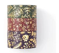 通用 YUNA Gold Washi Tape Set 3 rotoli di nastro adesivo decorativo per arte, artigianato fai da te, forniture per diari, pianificatori, album di ritagli, carte/confezioni regalo (frammenti di foglie)