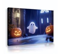 YUNART divertente halloween decor simpatico fantasma incorniciato tela stampe d'arte castello d'epoca gatto nero decor per camera da letto camino mensola ufficio 30x45cm innerframe
