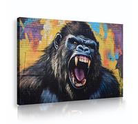 YUNART Grande tela da parete Decorazioni murali Gorilla ruggenti Gorilla Grafiti astratti di strada in città Graffiti Pop per il soggiorno 35x52cm Innerframe