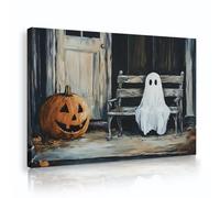 YUNART Incorniciato Vintage Wall Art Simpatico Fantasma in Retrò Nostalgico Cabina Stampe Divertente Halloween Wall Decor Agriturismo Pittura per Soggiorno 60x90cm Innerframe