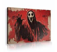YUNART Stampe d'arte della parete di Halloween Vintage Nostalgia Rosso Screaming Skull Poster Fantasma spettrale Dark Academia Wall Decor per camera da letto 50x75cm Innerframe
