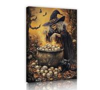 YUNART Vintage incorniciato tela parete arte strega birra veleno a tema Halloween bagno parete arte retrò stampa opere d'arte per soggiorno Home Decor 70x100cm Innerframe