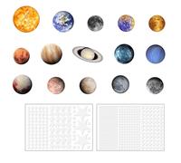 YunBey Adesivi murali del sistema solare fluorescenti - Piani e stelle luminose, decorazione murale DIY astronomica per camera dei bambini