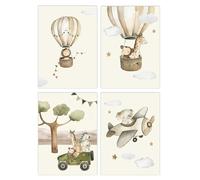 YunBey Set di 4 Poster per Bambini Cameretta A4 Quadri Animali della Giungla senza Cornice Immagini Decorativi per Cameretta Ragazzi e Ragazze