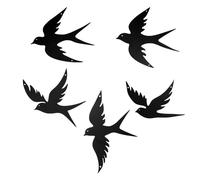 YunBey Set di decorazioni murali con silhouette di rondini neri, 5 pezzi di decorazioni minimaliste di uccelli in volo per il salone, decorazione murale metallica di uccelli per interni, puntini di de