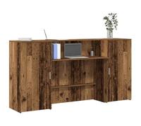 YunCangg Bancone da ricevimento, effetto legno anticato, 200 x 50 x 103,5 cm, con spazio e vano portaoggetti, versatile, per ufficio, casa, studio, segretario, ergonomico e salvaspazio