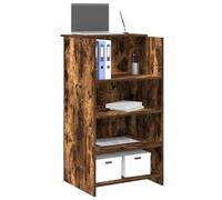 YunCangg Bancone da ricevimento, in legno di rovere affumicato, 55 x 50 x 103,5 cm, con spazio e ripiano, tavolo da lavoro versatile per ufficio, home office, segretario e gaming, ergonomico e