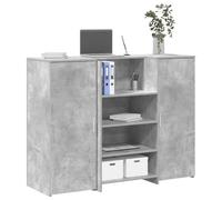 YunCangg Bancone da ricevimento, in legno grigio cemento, 135 x 50 x 103,5 cm, con vano portaoggetti e cassetto, tavolo da lavoro versatile per ufficio, casa, gaming e studio, ergonomico e salvaspazio