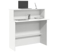 YunCangg Bancone per ricevimento, in legno bianco, 100 x 50 x 103,5 cm, con scaffale integrato e struttura stabile, per ufficio, hall d'hotel, studi medici e reception