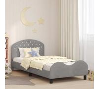YunCangg Culla, lettino per bambini, colore grigio chiaro, con rivestimento in velluto e testiera, 80 x 200 cm, struttura stabile in legno a base di legno, scomparti integrati, letto a piattaforma