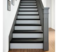 YunCangg Gradini per scale, 2 pezzi, marrone-nero, 70 x 25 x 2 cm, in legno massiccio di rovere, per scale interne, davanzale della finestra, antiscivolo, antigraffio, fonoassorbente, autoadesivo