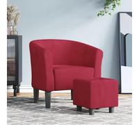 YunCangg Poltrona da club con poggiapiedi, in velluto rosso vino, comoda poltrona lounge con braccioli e schienale, 70 x 56 x 68 cm, struttura in legno stabile, ideale per soggiorno, camera da letto