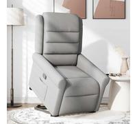 YunCangg Poltrona relax con aiuto per alzarsi, in tessuto grigio nuvola, regolabile con funzione reclinabile, imbottita ergonomica, robusta struttura in legno e metallo, con tasca laterale, per