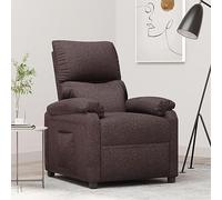 YunCangg Poltrona relax in tessuto marrone scuro con schienale regolabile e poggiapiedi, poltrona ergonomica per TV, con telaio in legno e metallo, comoda poltrona imbottita per soggiorno, angolo