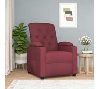 YunCangg Poltrona relax in tessuto rosso vino con funzione reclinabile manuale, ergonomica, regolabile, telaio stabile in legno e metallo, per soggiorno, angolo lettura e momenti di relax