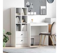 YunCangg Scrivania con cassetti e ripiano in legno bianco, 115,5 x 50 x 127 cm, con spazio e ripiano per ufficio, casa, studio, salvaspazio e funzionale