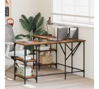 YunCangg Scrivania in legno anticato, 139 x 139 x 75 cm, scrivania per computer a forma di L, con ripiani e spazio per riporre oggetti, per ufficio, casa, studio, ergonomica, salvaspazio
