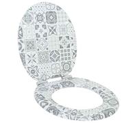 YunCangg Sedile WC Soft-Close, in porcellana blu e bianca, MDF, 44 x 38 cm, con abbassamento automatico e cuscinetti antiscivolo, compatibile per bagno, WC degli ospiti, facile da montare