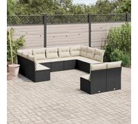 YunCangg Set da 11 divani da giardino con cuscini, in polyrattan, resistente alle intemperie, per terrazza, balcone e giardino d'inverno, con tavolo e sedie, ideale per esterni e veranda