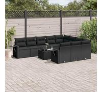 YunCangg Set da 11 divani da giardino con cuscini, in polyrattan, resistente alle intemperie, per terrazza, balcone e giardino d'inverno, con tavolo pieghevole e spazio per il relax all'aperto