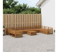 YunCangg Set da 11 divani in legno massello di acacia, laccato resistente alle intemperie, set modulare per giardino, terrazza, balcone, salvaspazio, versatile per rilassarsi e mangiare