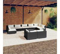 YunCangg Set da giardino da 10 pezzi, con cuscini, in polyrattan, per terrazza, balcone, resistente alle intemperie, divano e tavolino da caffè, set da pranzo modulare per veranda e giardino d'inverno