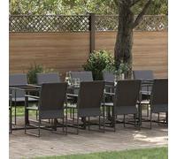 YunCangg Set da pranzo da giardino, 13 pezzi, in acciaio nero, resistente alle intemperie, con 12 sedie e tavolo grande, ideale per terrazza, balcone, giardino d'inverno e veranda