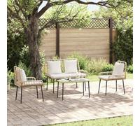 YunCangg Set da pranzo da giardino, 3 pezzi, in polyrattan, resistente alle intemperie, per terrazza, balcone, con panca e cuscino, per esterni, per veranda e giardino d'inverno, posti rilassati