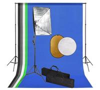 YunCangg Set da studio fotografico con softbox, flash da studio, 5 sfondi, riflettore, treppiede, supporto e luce fissa per ritratti, foto di prodotti, video, streaming, vlogging e registrazione di