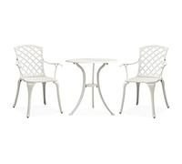 YunCangg Set di 3 mobili da giardino in alluminio pressofuso bianco, con 2 sedie e tavolo, per terrazza, balcone, esterno, resistente alle intemperie, salvaspazio, per veranda e giardino d'inverno