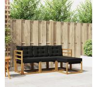 YunCangg Set di 4 divani da esterno in legno massello di acacia con cuscini neri e naturali, resistenti alle intemperie, modulari, per giardino, terrazza e balcone