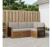 YunCangg Set di 4 divani in legno massello di acacia con cuscino, laccato, modulare per giardino, terrazza, balcone, gruppo di sedute per rilassarsi e stare in compagnia