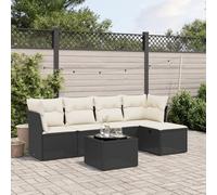YunCangg Set di 6 divani da giardino con cuscini, in polyrattan, resistente alle intemperie, con tavolo, divano, lounge per terrazza, balcone, veranda, piscina e giardino d'inverno