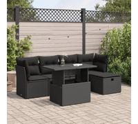 YunCangg Set di 6 divani da giardino con cuscini, in polyrattan, resistente alle intemperie, per terrazza, balcone, pieghevole, impilabile, per esterni, veranda e giardino d'inverno