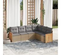 YunCangg Set di 6 divani da giardino con cuscini, in polyrattan, resistente alle intemperie, per terrazza, balcone e giardino d'inverno, con 7 cuscini per lo schienale e 6 cuscini per il relax