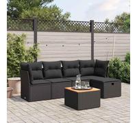 YunCangg Set di 6 divani da giardino con cuscini, in polyrattan, resistente alle intemperie, per terrazza, balcone, con tavolo, divano, sgabello, robusto telaio in acciaio, rivestimenti rimovibili