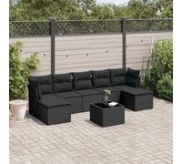 YunCangg Set di 8 divani da giardino con cuscini, in polyrattan, resistente alle intemperie, per terrazza, balcone, giardino d'inverno, con tavolo, sgabello, spazio per riporre oggetti