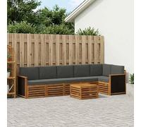 YunCangg Set di divani angolari da 6 pezzi con cuscini in legno di acacia massiccio naturale, antracite, per giardino, terrazza, balcone, set moderno per rilassarsi e stare in compagnia