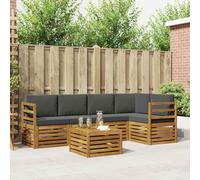YunCangg Set di divani angolari da 6 pezzi, in legno massiccio di acacia, resistente alle intemperie, per giardino, terrazza, balcone, con set modulare, per rilassarsi e mangiare