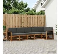 YunCangg Set di divani da esterni, 6 pezzi, in poliestere, colore antracite, modulare per giardino, terrazza, balcone, con seduta e cuscini, set completo durevole per rilassarsi e mangiare