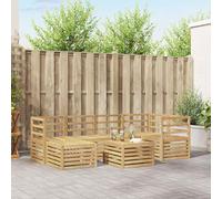 YunCangg Set di divani da esterni, 7 pezzi, in poliestere, bianco, per giardino e terrazza, modulare con 5 posti, set completo con tavolo, poltrona, divano angolare, poggiapiedi
