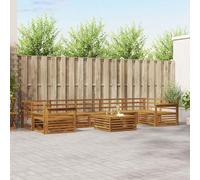 YunCangg Set di divani da esterni, 8 pezzi, in legno massiccio di acacia, resistente alle intemperie, con tavolo, set modulare per giardino, balcone, terrazza, comodo per rilassarsi e mangiare
