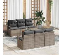 YunCangg Set di divani da giardino con cuscini, 7 pezzi, in polyrattan, resistenti alle intemperie, modulari, per terrazza, balcone, esterni, con tavolo, set lounge per rilassarsi e stare in compagnia