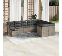 YunCangg Set di divani da giardino da 10 pezzi, in rattan sintetico, con 9 cuscini per seduta e 13 cuscini per lo schienale, resistenti alle intemperie, per terrazza, balcone e giardino d'inverno