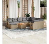 YunCangg Set di divani da giardino da 11 pezzi con cuscini, in polyrattan, resistente alle intemperie, per terrazza, balcone e giardino d'inverno, con tavolo pieghevole e spazio per rilassarsi